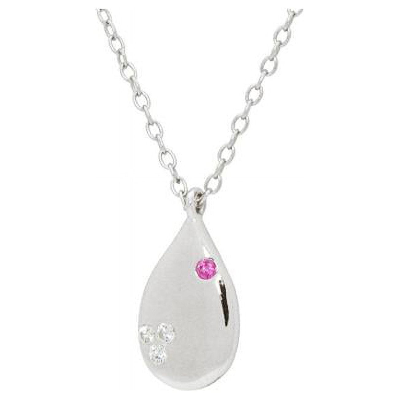 Picture of Fronay 111209 16 & 2 in. Sweet Red Cz Rain Drop Necklace in Sterling Silver