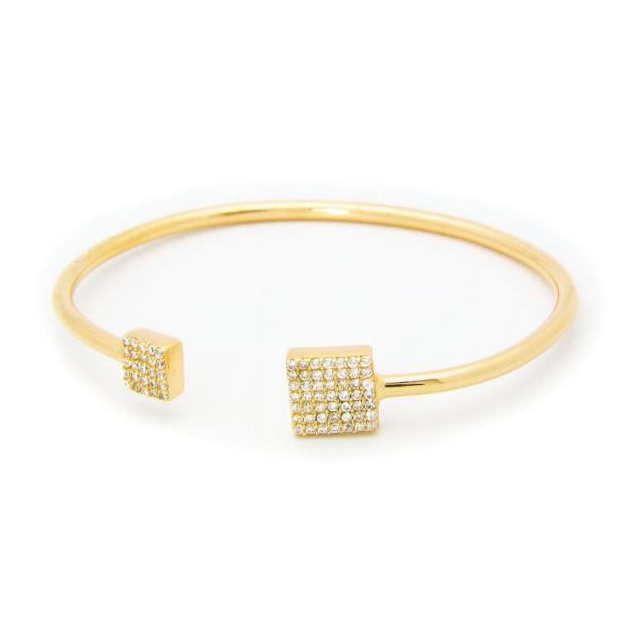 Slender Elegance Square CZ Ends Golden Cuff Bangle in Sterling Silver -  Shiny Stones, SH707522