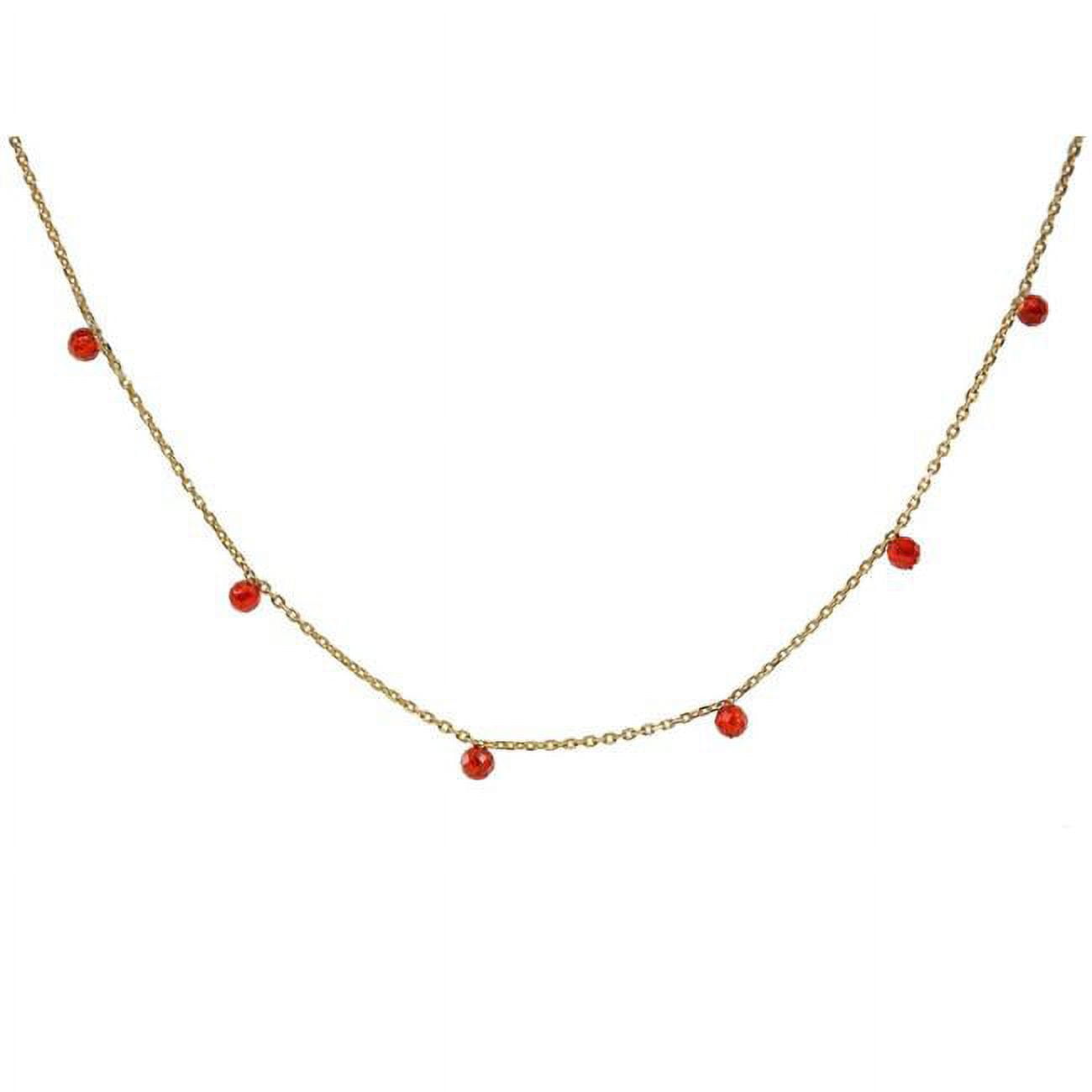 Picture of Fronay 1G1196R Mini Red Agate Stones Necklace in Gold Over Sterling Silver