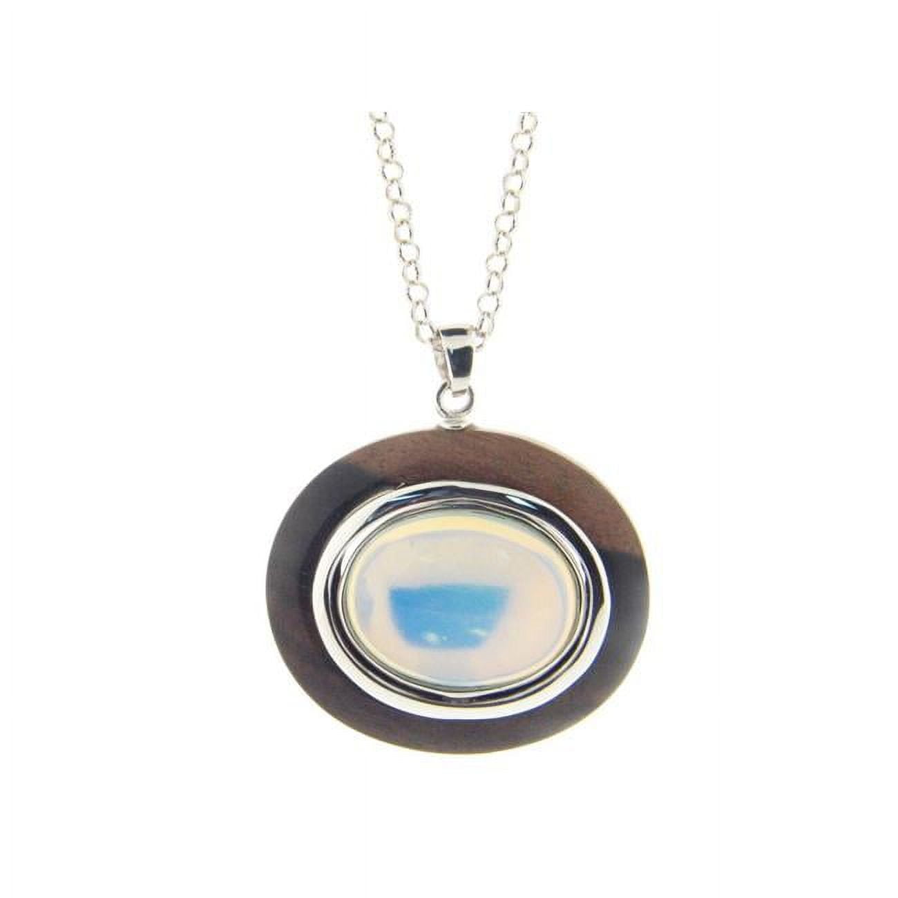 Picture of Fronay 201121W Opal Crystal & Wood Pendant Suede Necklace in Sterling Silver