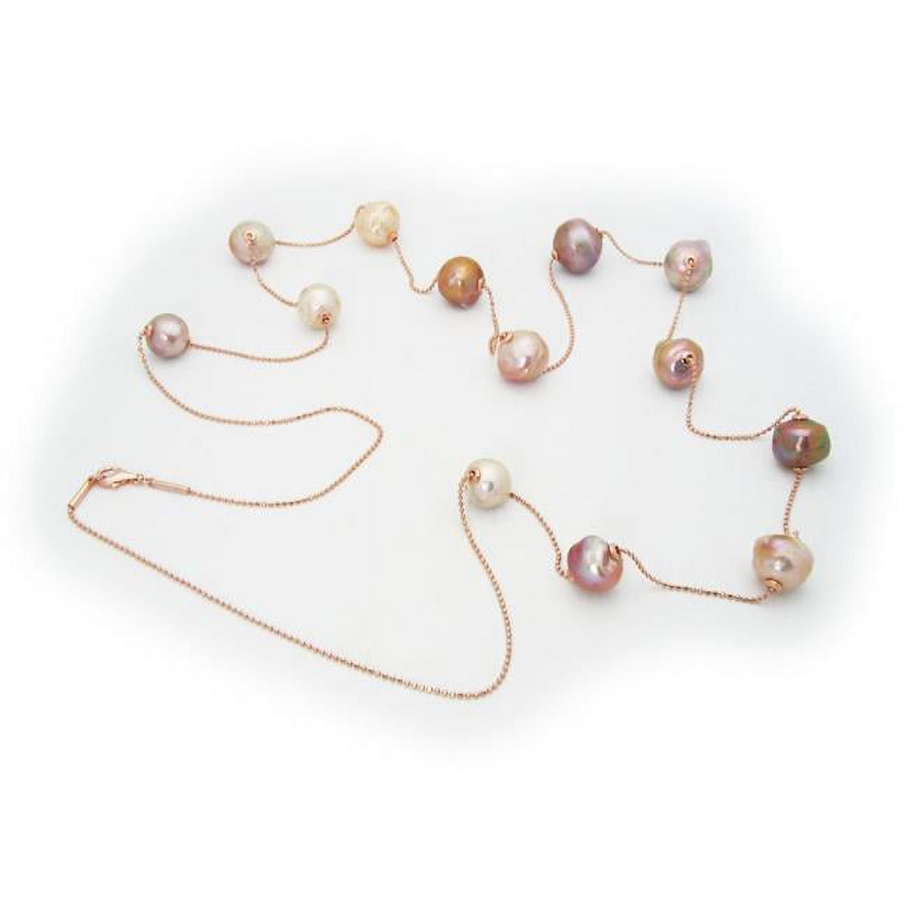 Picture of Fronay 201201 Multicolor Cultured Freshwater Pearl Necklace in Sterling Silver