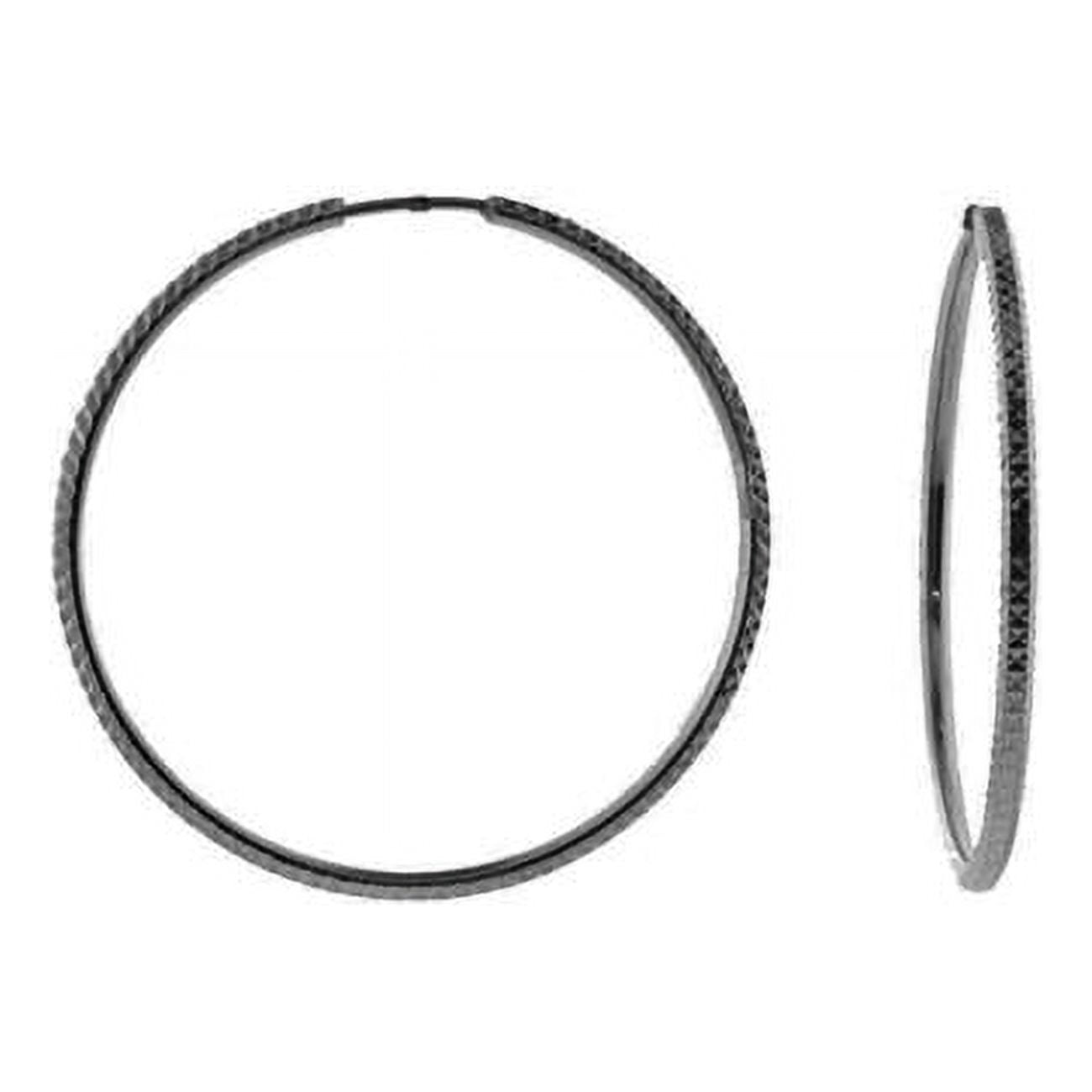 Picture of Fronay 405254B Diamond Cut Hoop Earrings in Sterling Silver Black Rhodium
