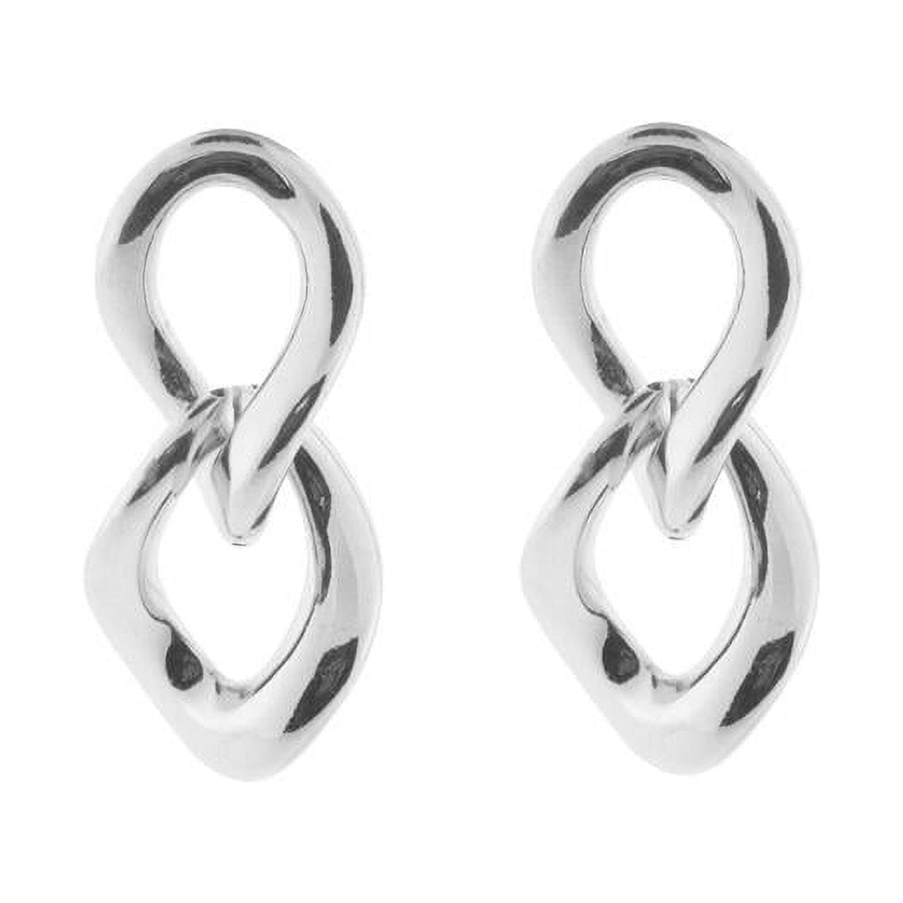 Picture of Fronay 435152S Electroformed Polished Silver Italian Links Earrings for Women