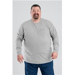 Performance Long Sleeve Pocket T-Shirt, 88% cotton 12% polyester jersey, Grey, 5XL