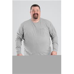 Performance Long Sleeve Pocket T-Shirt, 88% cotton 12% polyester jersey, Grey, 2XLT