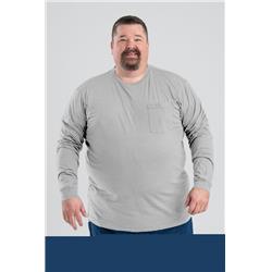 Performance Long Sleeve Pocket T-Shirt, 88% cotton 12% polyester jersey, Grey, 3XLT