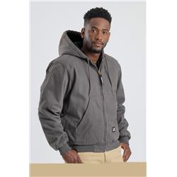 BERNE Heartland Washed Duck Hooded Work Jacket, Color: Slate, Size: L (HJ375SLAR440)