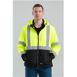 HVJS206YWT440 Men Hi-Vis Class 3 Hooded Softshell Jacket, Yellow - Large
