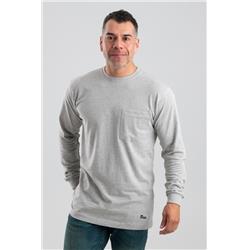 Heavyweight Long Sleeve Pocket T-Shirt, 88% cotton 12% polyester jersey, Grey, 3XLT