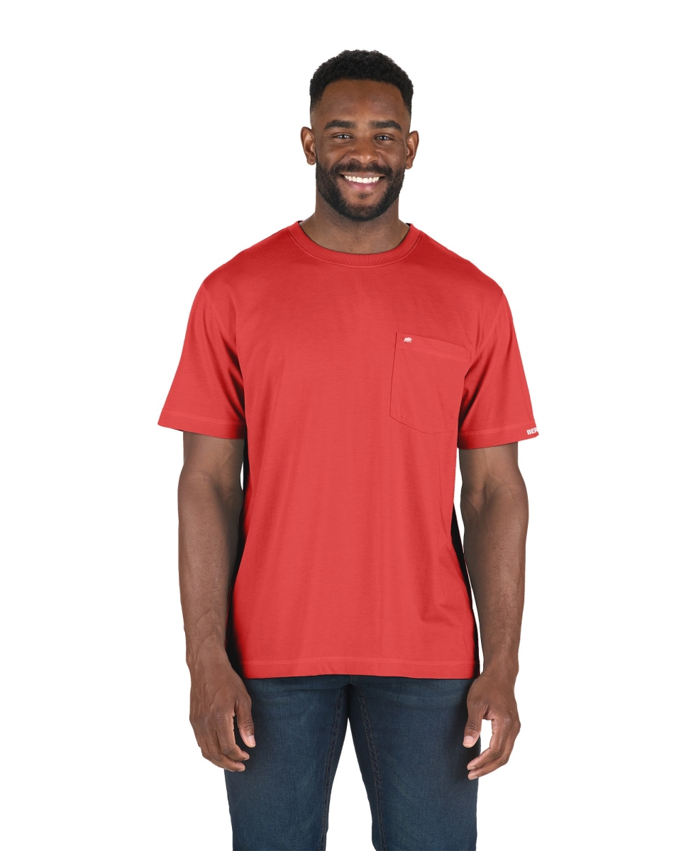BSM38DRR640 Performance Short Sleeve Pocket T-Shirt, Deep Red - 5XL