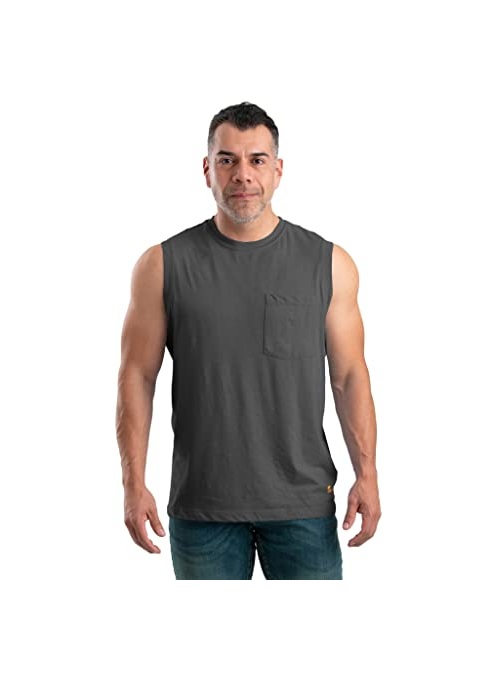 BSM35SLAT480 Performance Sleeveless Pocket T-Shirt, Slate - Extra Large