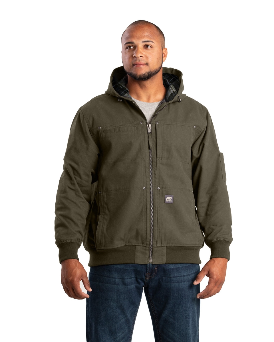 HJ59CDGT480 Heartland Duck Flannel-Lined Hooded Jacket, Cedar Green - Extra Large