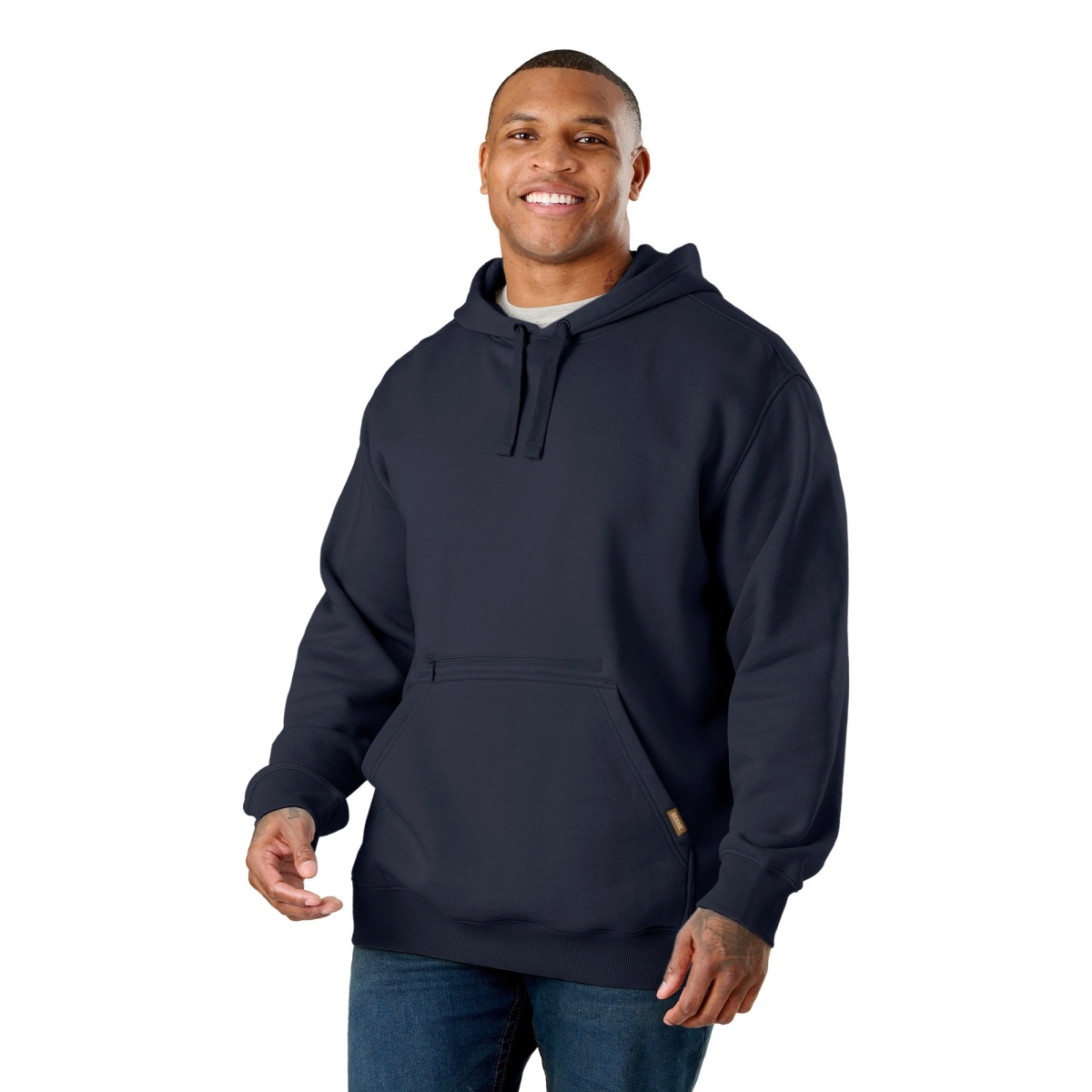 SP418NVR520 Heritage Zippered Pocket Hooded Pullover Sweatshirt - Navy - 2XL