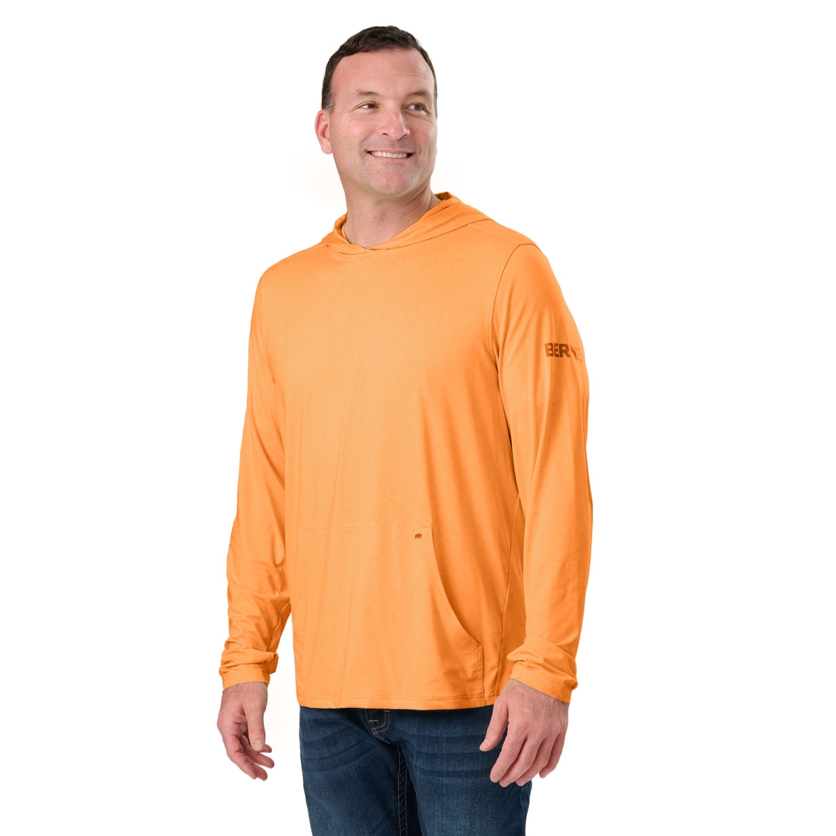 SH13HDOR480 Long Sleeve Hooded UPF Sun Shirt - Heathered Dusty Orange - Extra Large