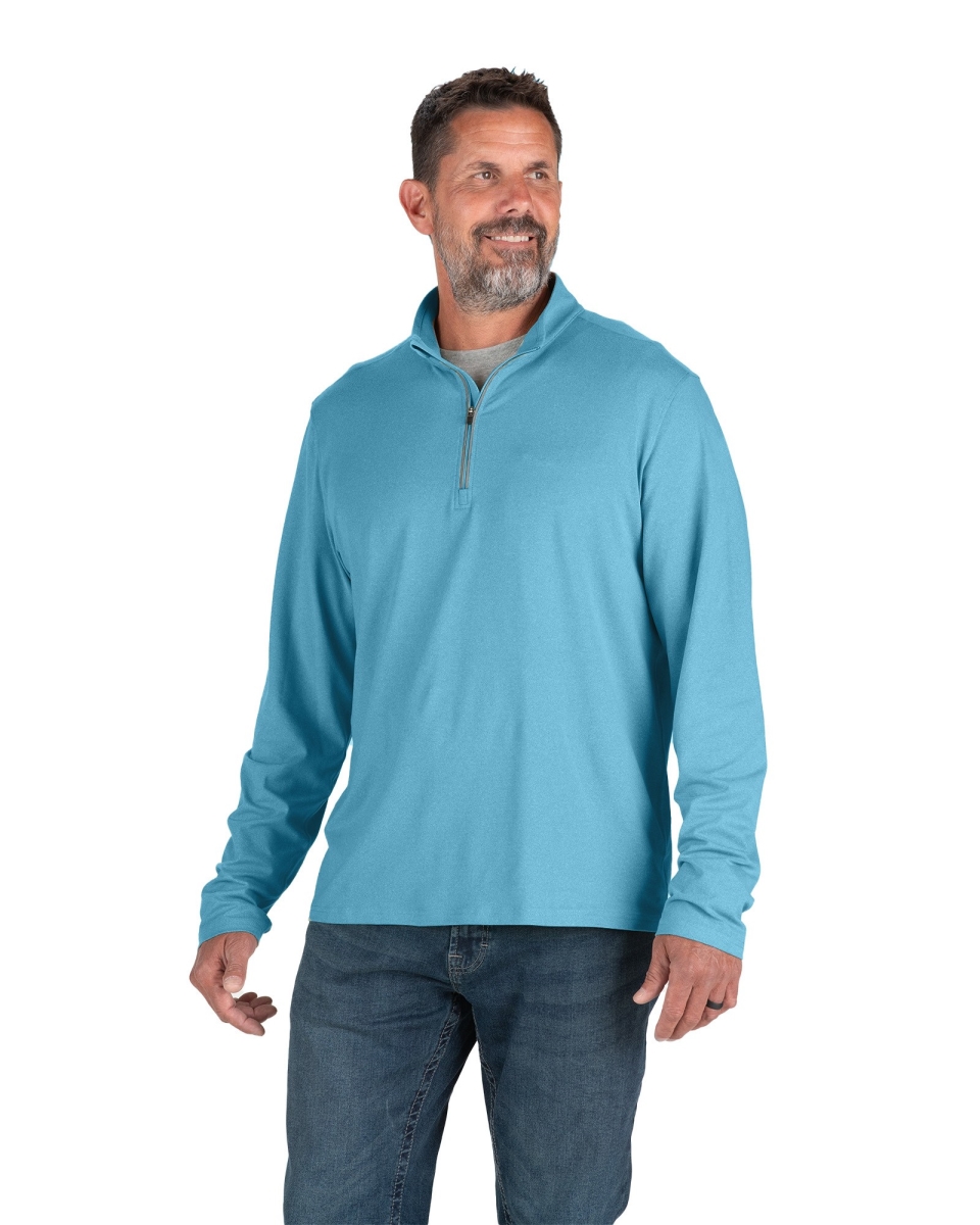 SH14HBLJR560 Midweight UPF Quarter-Zip Pullover Jacket, Heathered Blue Jay - 3XL