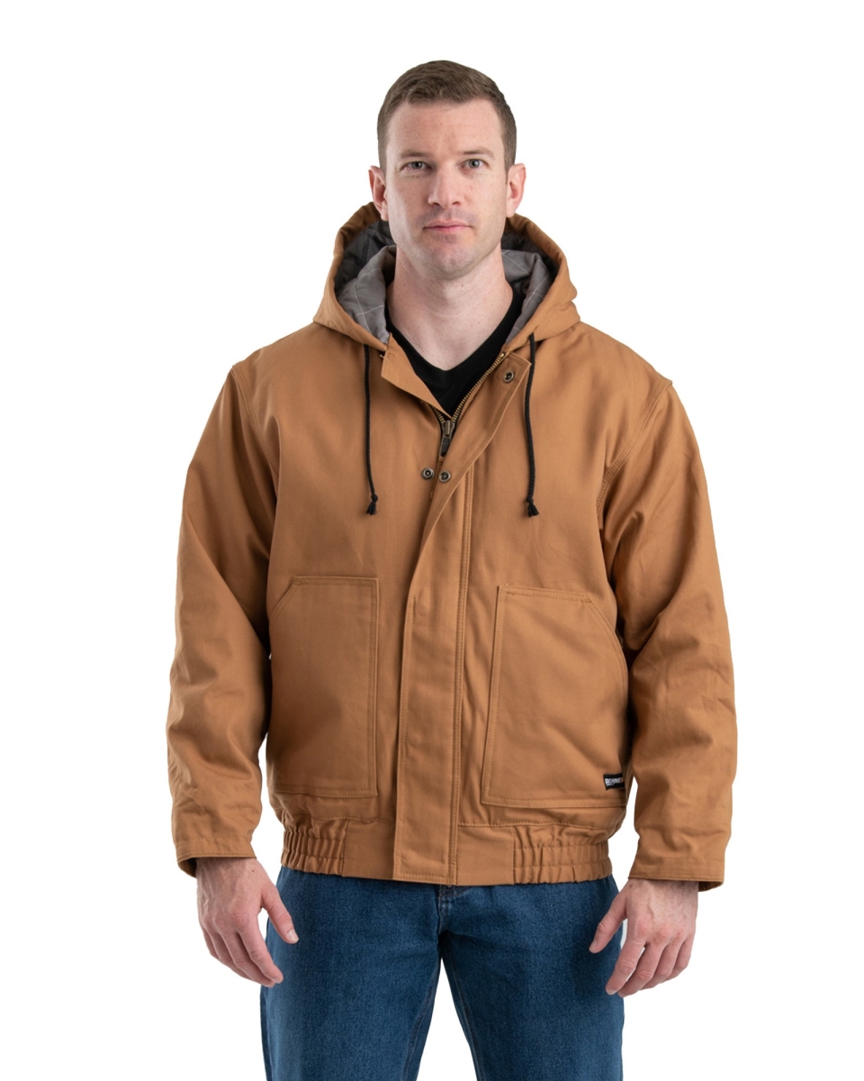 FRHJ01BDR400 Flame Resistant Duck Hooded Jacket, Brown - Medium