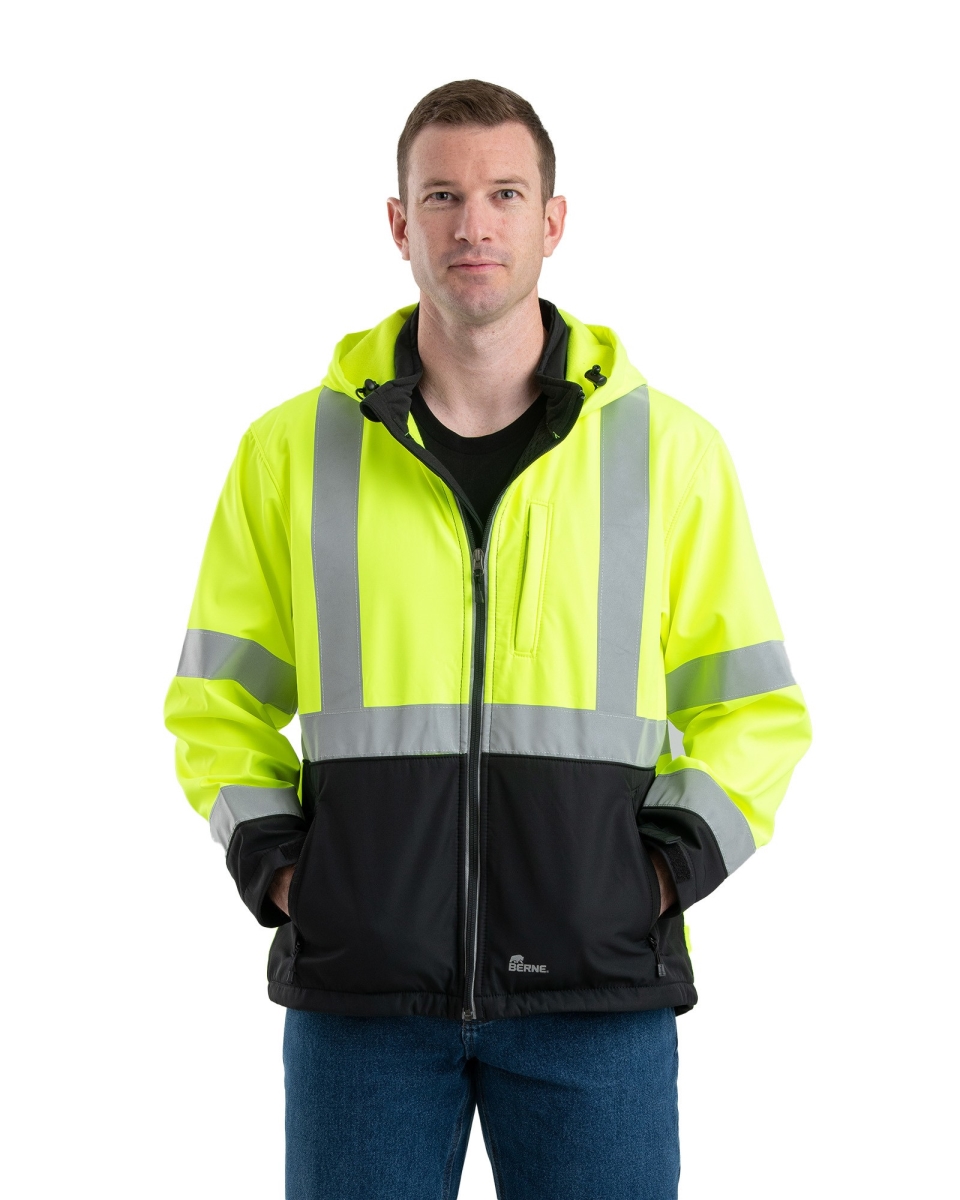 HVJS206YWR480 Hi Vis Class 3 Hooded Softshell Jacket, Yellow - Extra Large