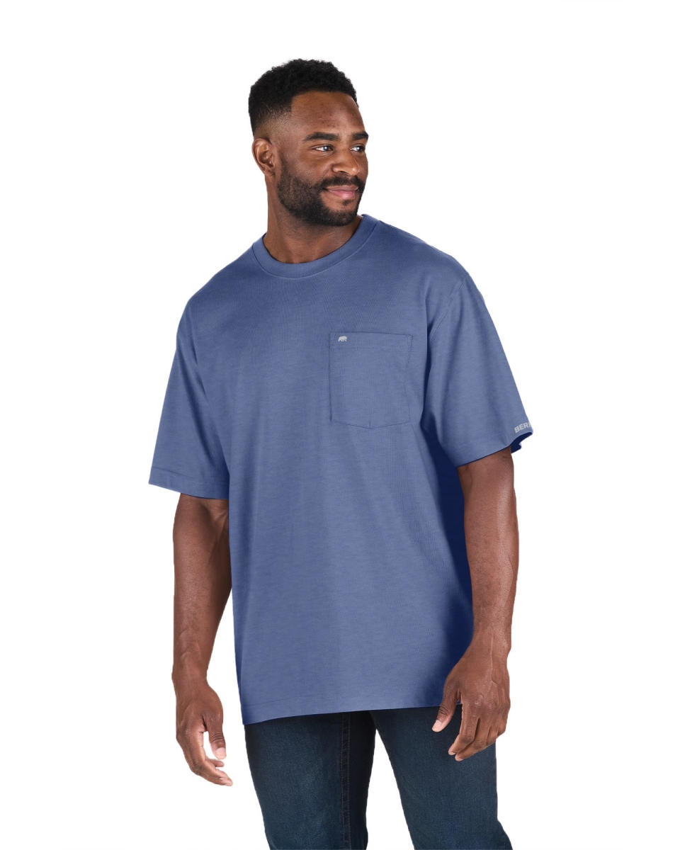 BSM71DNVR400 Highland Heavyweight Short Sleeve Pocket T-Shirt, Dusted Navy - Medium