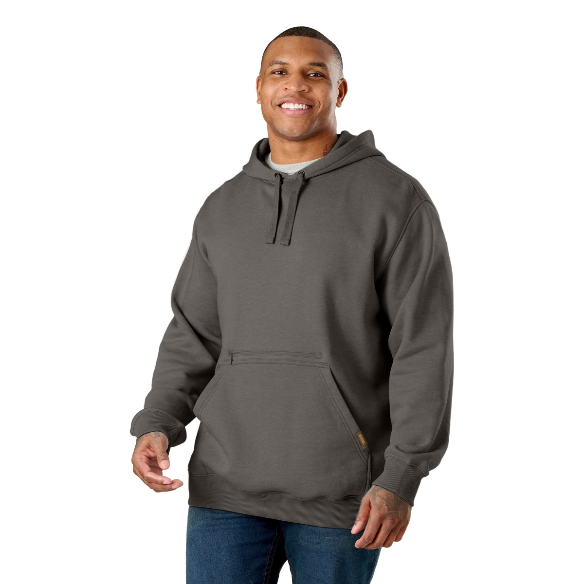 SP418GPHR400 Heritage Zippered Pocket Hooded Pullover Sweatshirt, Graphite - Medium