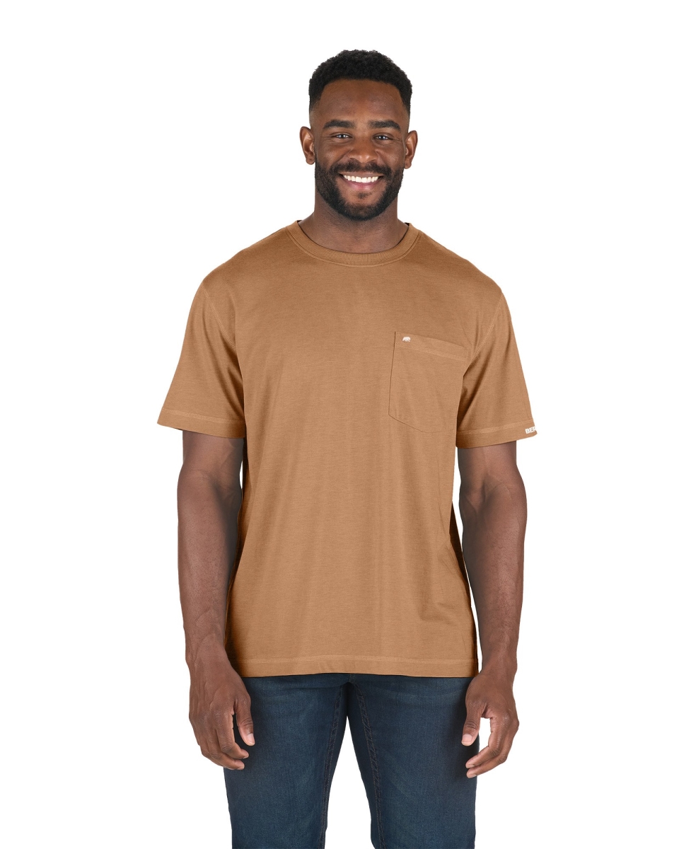 BSM38BRT680 Performance Short Sleeve Pocket T-Shirt, Brown - 6XL