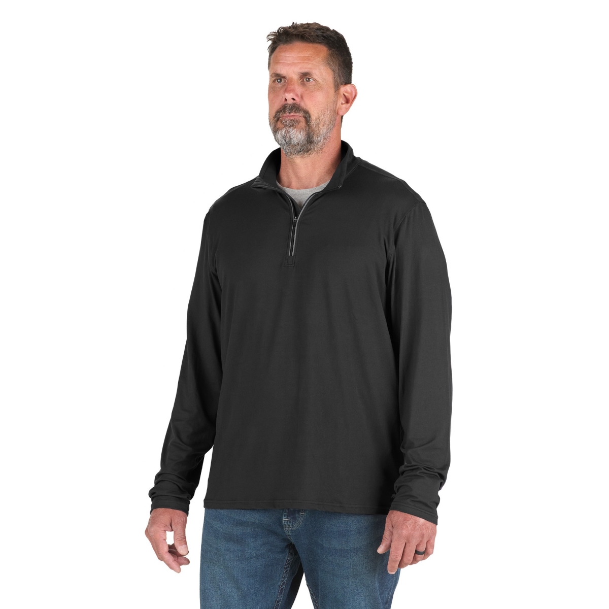 SH14BKR560 Midweight UPF Quarter-Zip Pullover Jacket, Black - 3XL