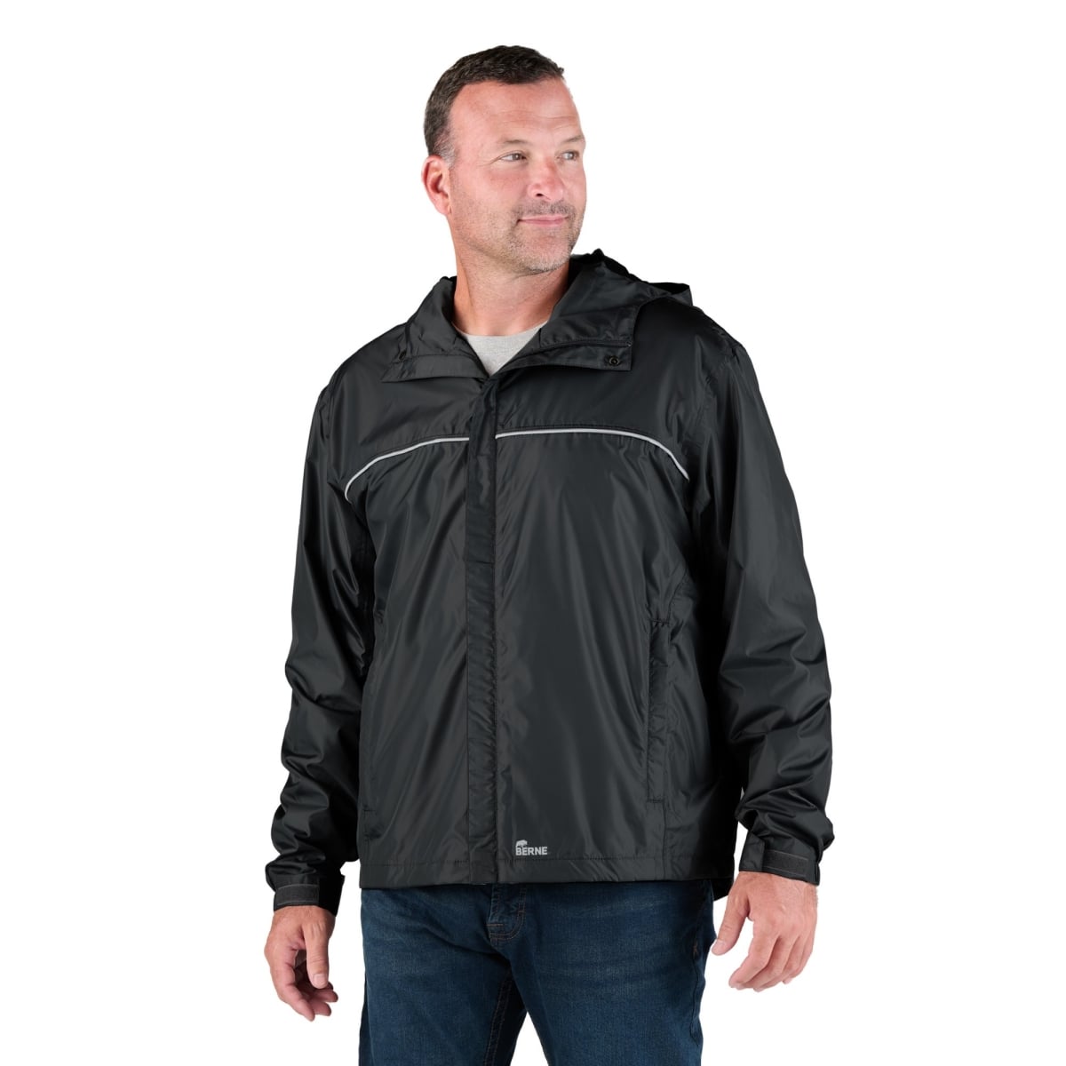 RJ25BKT600 Coastline Lightweight Hooded Rain Jacket - Black - 4XL