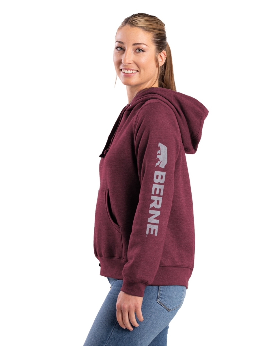WSP401CABR440 Womens Signature Sleeve Hooded Pullover Sweatshirt, Cabernet - Large