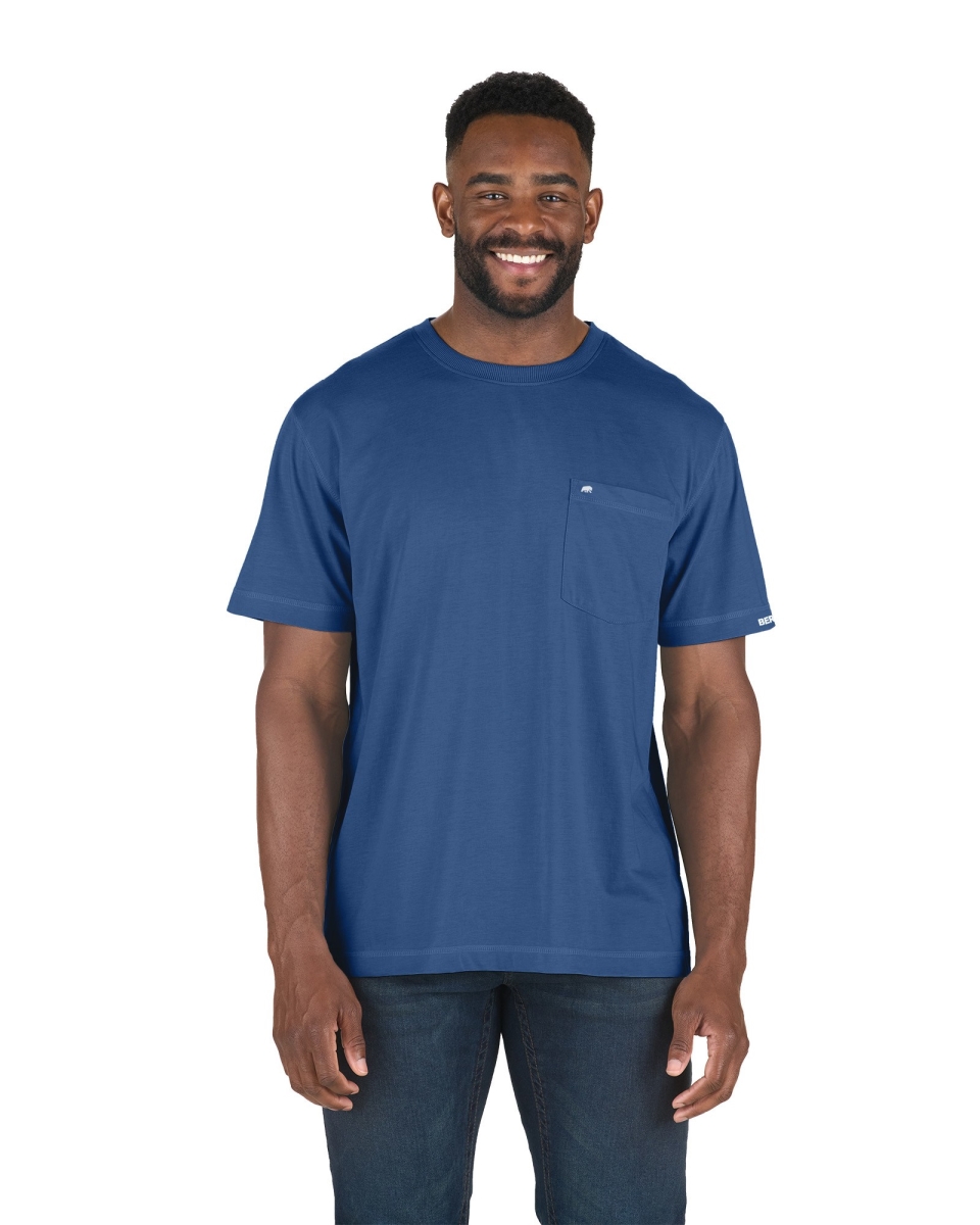 BSM38BLT560 Performance Short Sleeve Pocket T-Shirt, Blue - 3XL