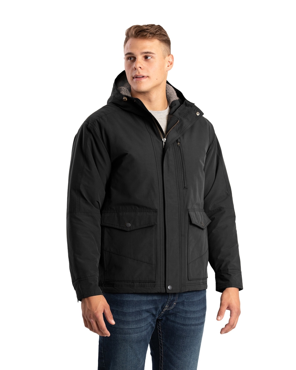 HJ67BKT520 Highland Quilt-Lined Micro-Duck Hooded Coat - Black - 2XL