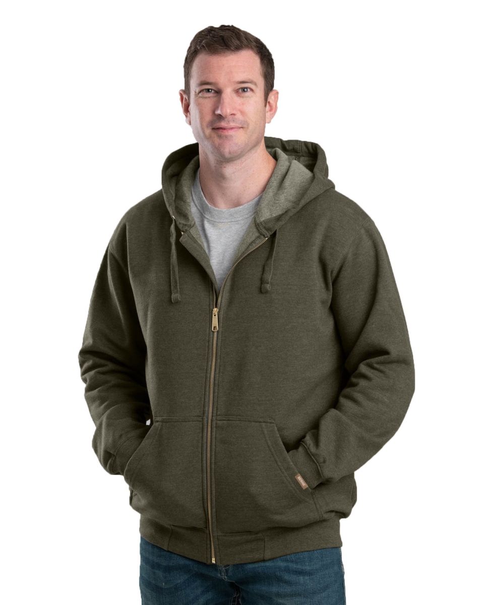 SZ413DOGR400 Heritage Full-Zip Hooded Sweatshirt, Dark Olive Green - Medium