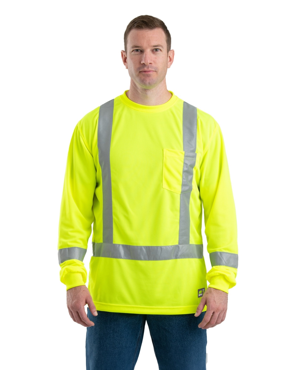 HVK013YWR480 Hi Vis Class 3 Performance Long Sleeve T-Shirt, Yellow - Extra Large