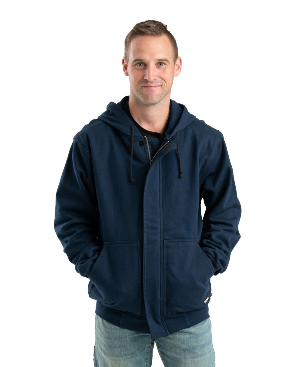 FRSZ19NVR400 Flame Resistant Zippered Front NFPA 2112 Hooded Sweatshirt, Navy - Medium