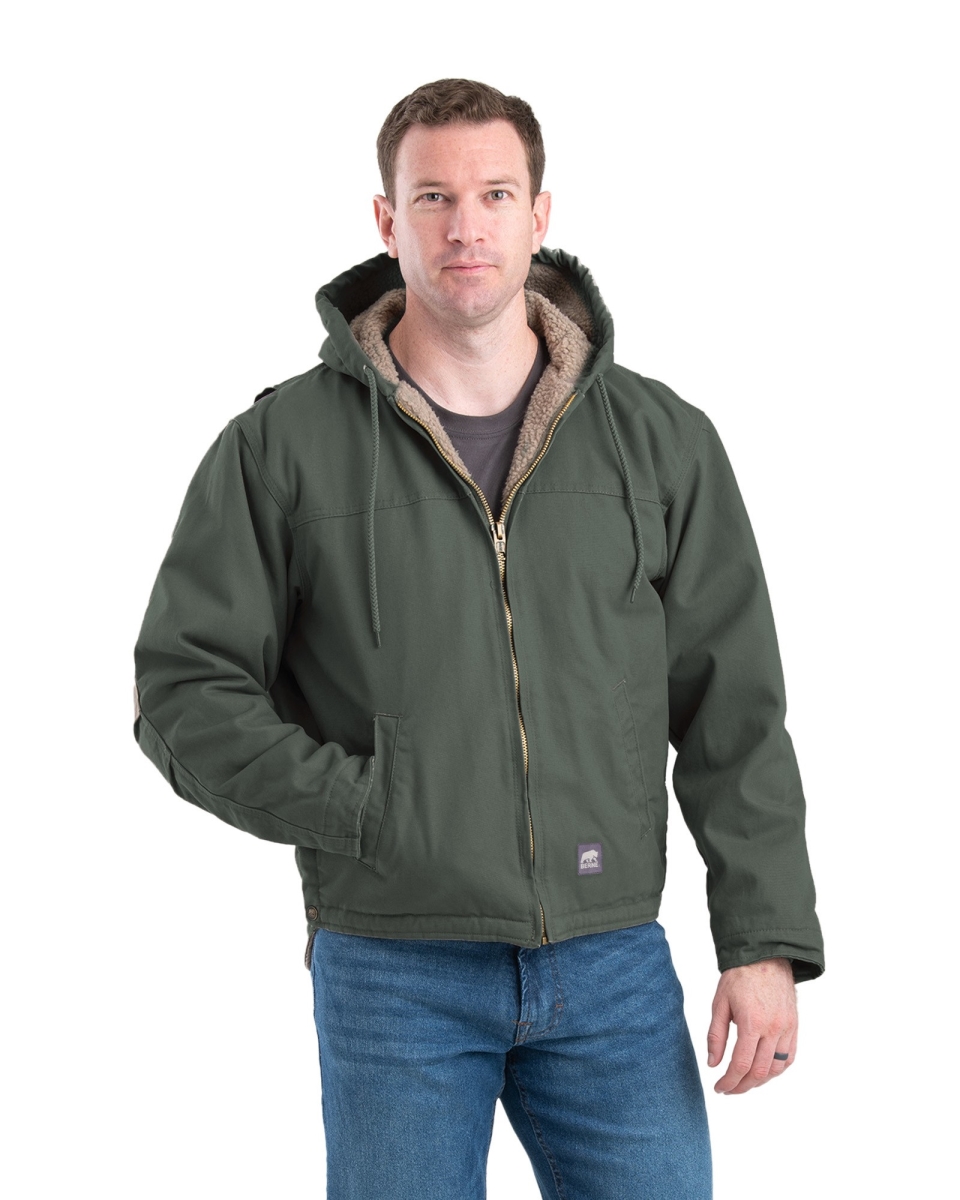 HJ626MGNT680 Heartland Washed Duck Hooded Work Coat, Moss - 6XL