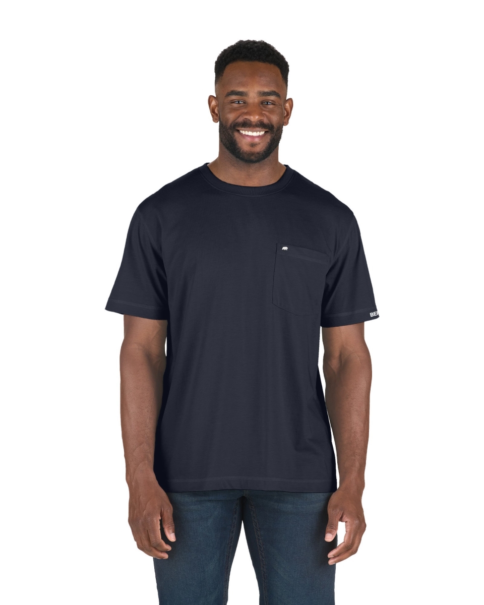BSM38NVYR520 Performance Short Sleeve Pocket T-Shirt, Navy - 2XL
