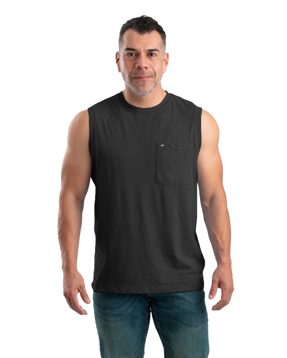 BSM35BKT640 Performance Sleeveless Pocket T-Shirt, Black - 5XL