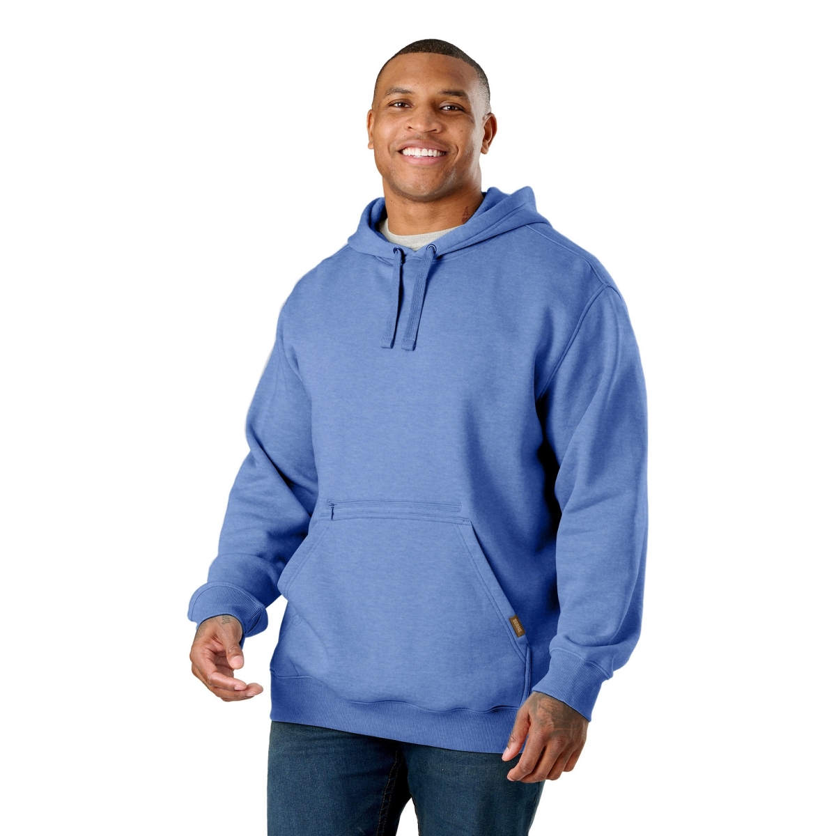 SP418DNVT440 Heritage Zippered Pocket Hooded Pullover Sweatshirt - Dusted Navy - Large