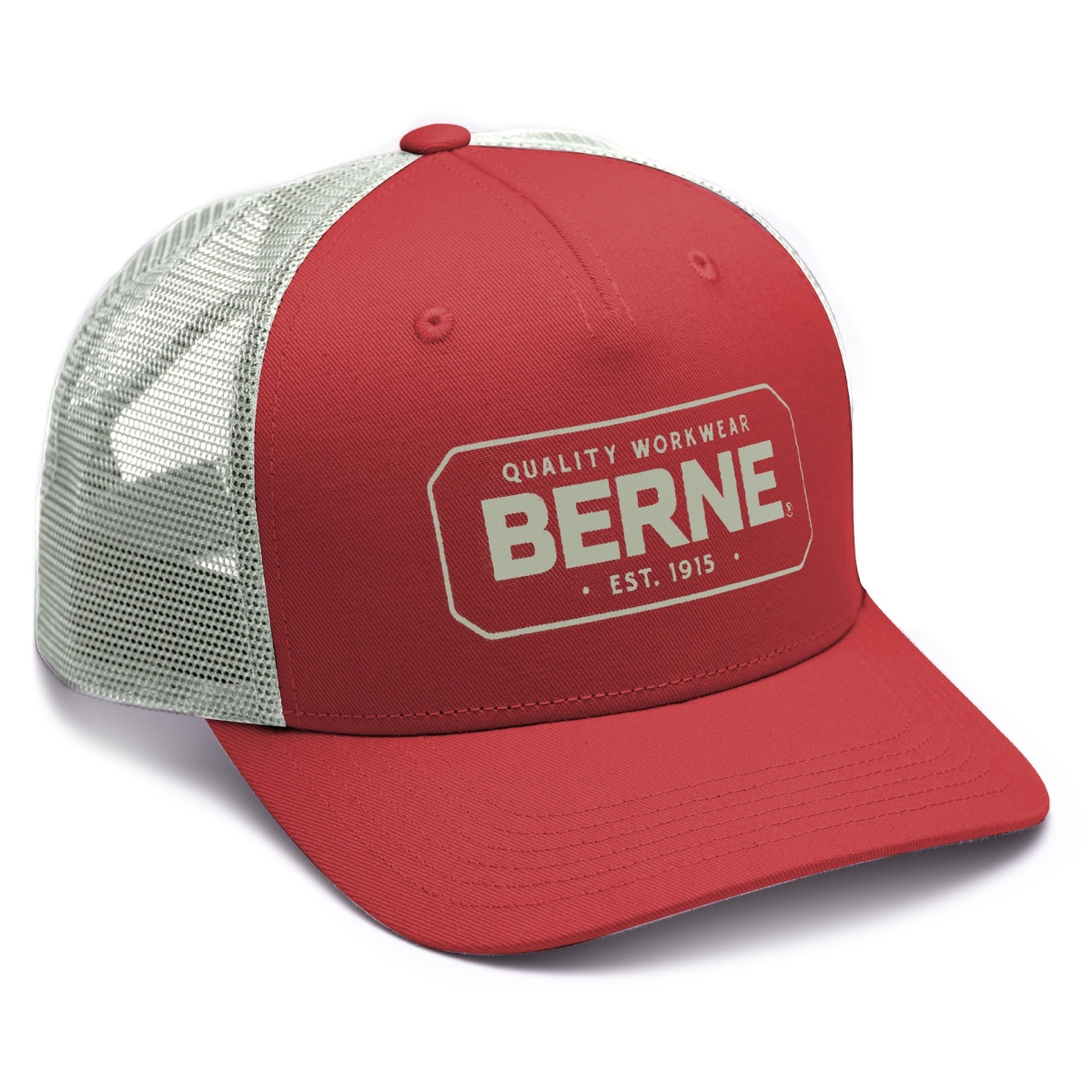 H181DR22400 Decal Logo Trucker Rectangle Cap, Deep Red with Vintage - One Size