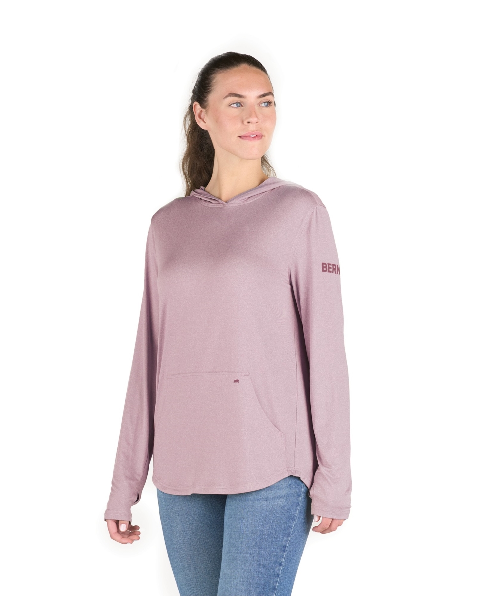 WSH13HELBR360 Womens Long Sleeve Hooded UPF Sun Shirt, Heathered Elderberry - Small