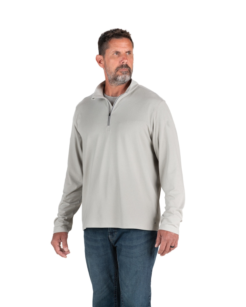 SH14HGYR600 Midweight UPF Quarter-Zip Pullover Jacket, Heather Grey - 4XL