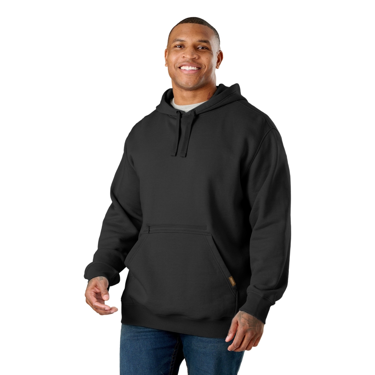 SP418BKR600 Heritage Zippered Pocket Hooded Pullover Sweatshirt, Black - 4XL