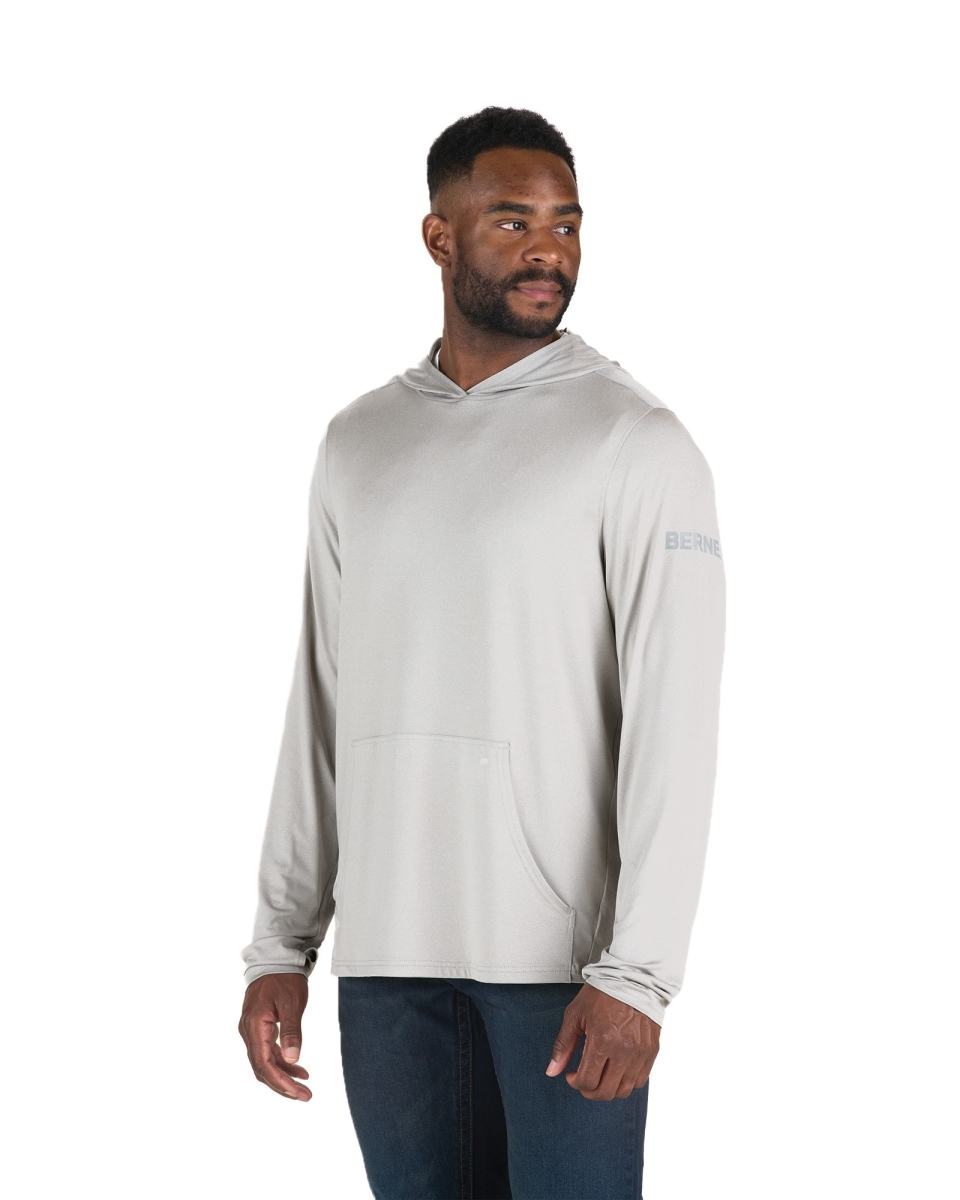 SH13HGYT480 Long Sleeve Hooded UPF Sun Shirt, Heather Grey - Extra Large