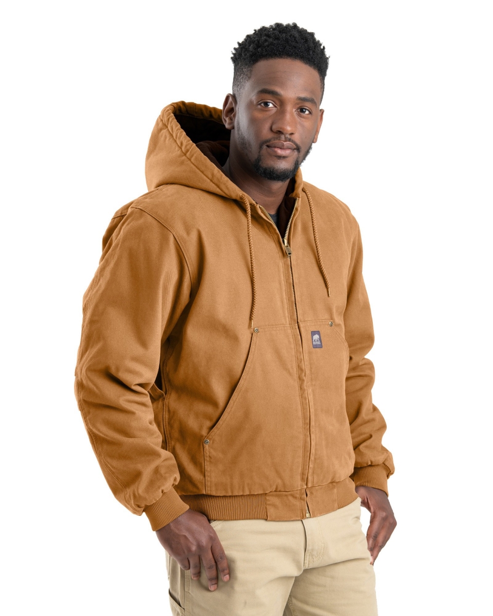 HJ375BDR400 Heartland Washed Duck Hooded Work Jacket, Brown - Medium