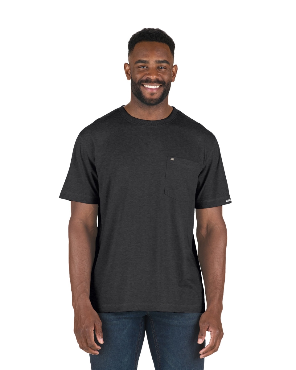 BSM38BKHT600 Performance Short Sleeve Pocket T-Shirt, Black Heathered - 4XLT