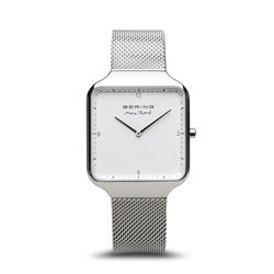 Picture of Bering 15836-004 Male Max Rene Polished Silver Mesh Watch with White Dial
