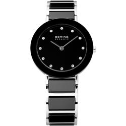 Picture of Bering 11429-742 29 mm Female Ceramic Polished Silver Bracelet Watch with Black Dial
