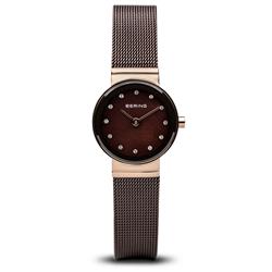Picture of Bering Time 10122-265 Classic Brown Mesh Watch for Women&#44; Polished Rose Gold