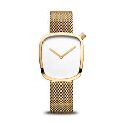 Picture of Bering 18034-334 Female Classic Polished Gold Mesh Watch with White Dial