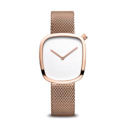 Picture of Bering 18034-364 6 mm Female Classic Polished Rose Gold Mesh Watch with White Dial