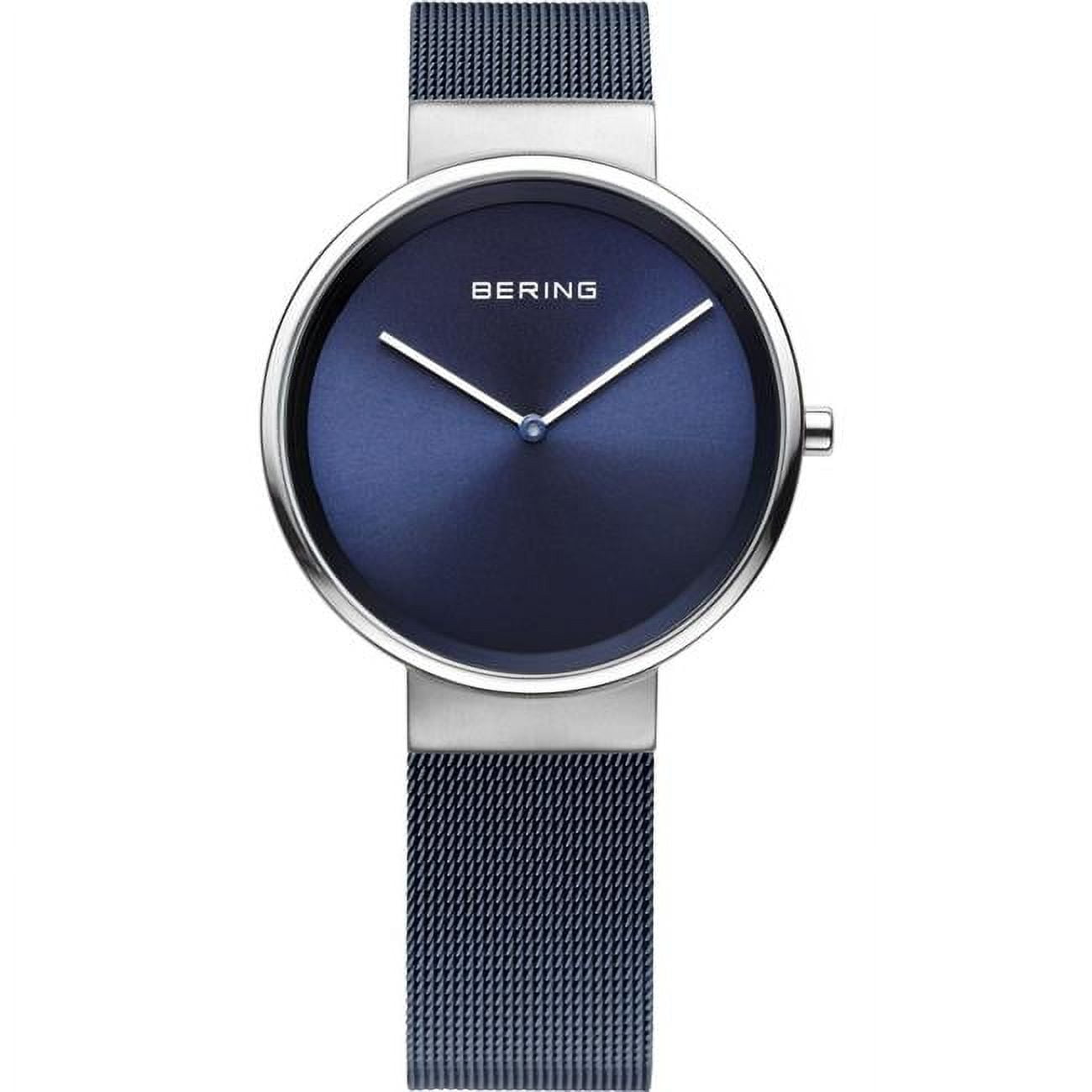 Picture of Bering 14531-307 Female Classic Polished Silver Mesh Watch with Blue Dial