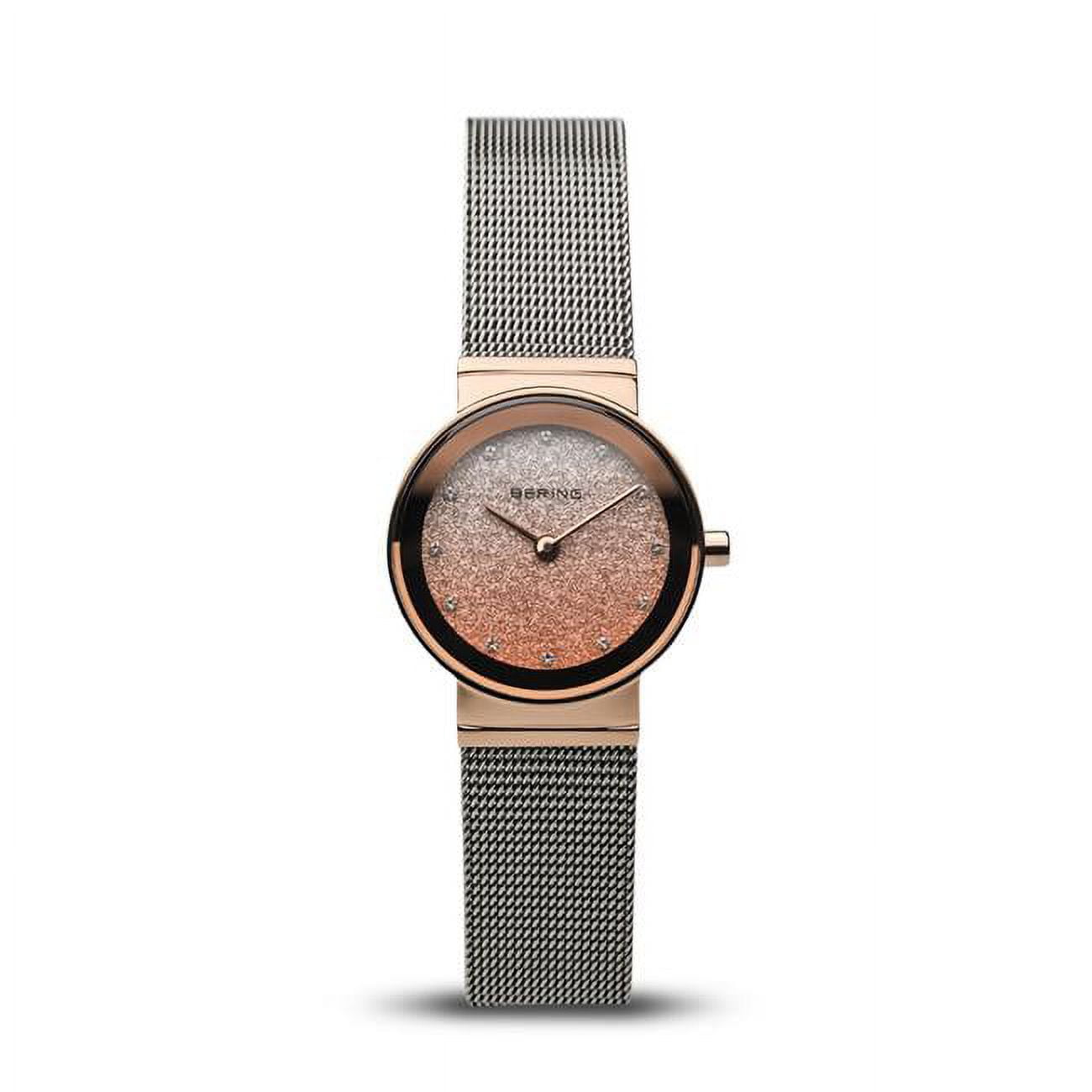 Picture of Bering 10126-0663 Female Classic Polished Rose Gold Mesh Watch with Rose Gold & Silver Dial